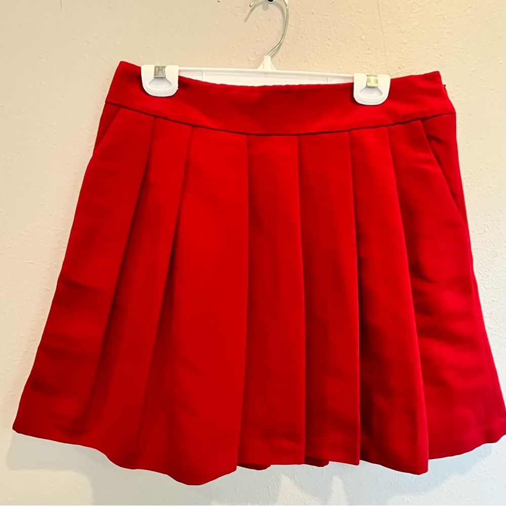 Girly preppy academia Red pleated skirt